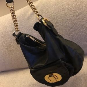 Vintage Badgley Mischka Black Leather Handbag